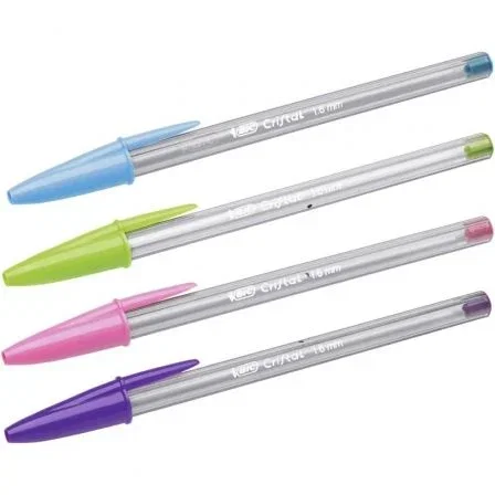 Bic 921342 Bolígrafos Cristal Fun, 10 Unidades, Colores Surtidos (Rosa, Morado, Turquesa, Lima), Punta 1.6 mm